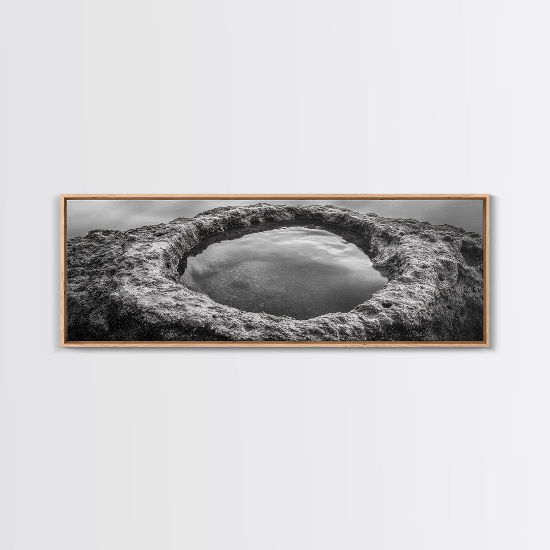 Tidal Pool Rock, Ocean Reflection, Earth Texture, Canvas Print, Zen Bathroom Wall Art, Natural Element Decor, Minimalist Photography