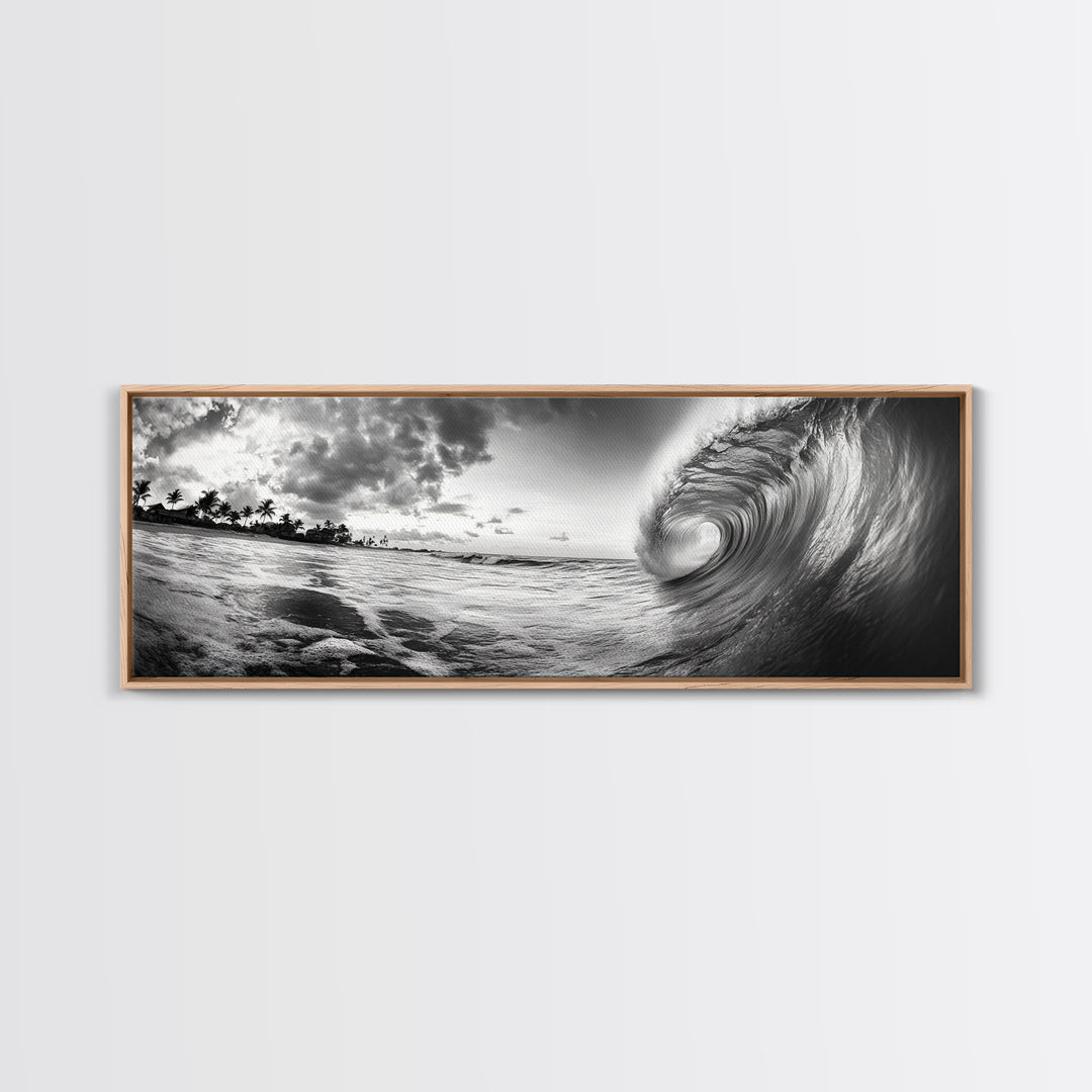 Barrel Wave Curl, Surfer's Dream, Ocean Power, Framed Canvas Print, Coastal Wall Art, Beach House Decor, Surf Photography
