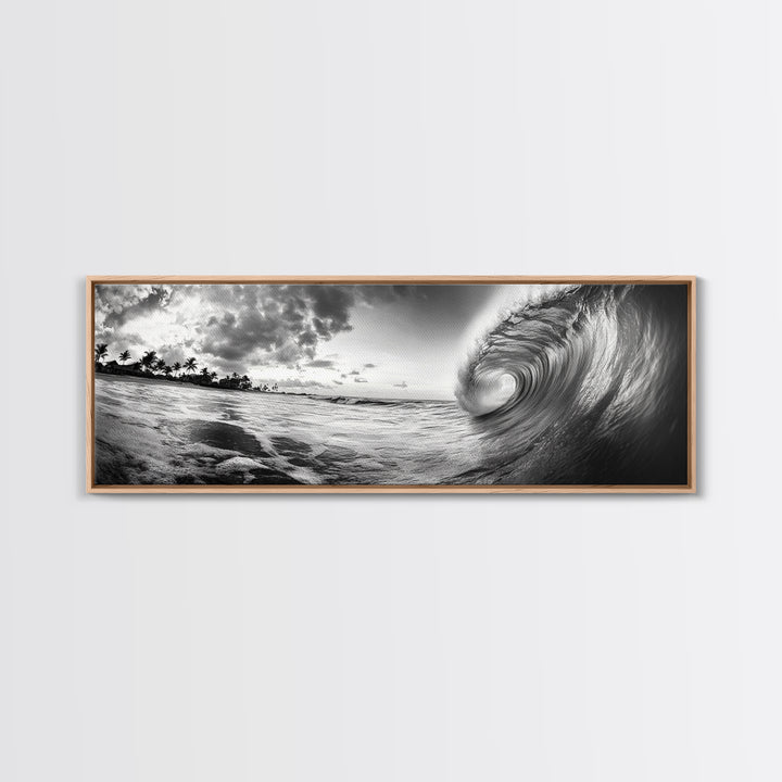 Barrel Wave Curl, Surfer's Dream, Ocean Power, Framed Canvas Print, Coastal Wall Art, Beach House Decor, Surf Photography