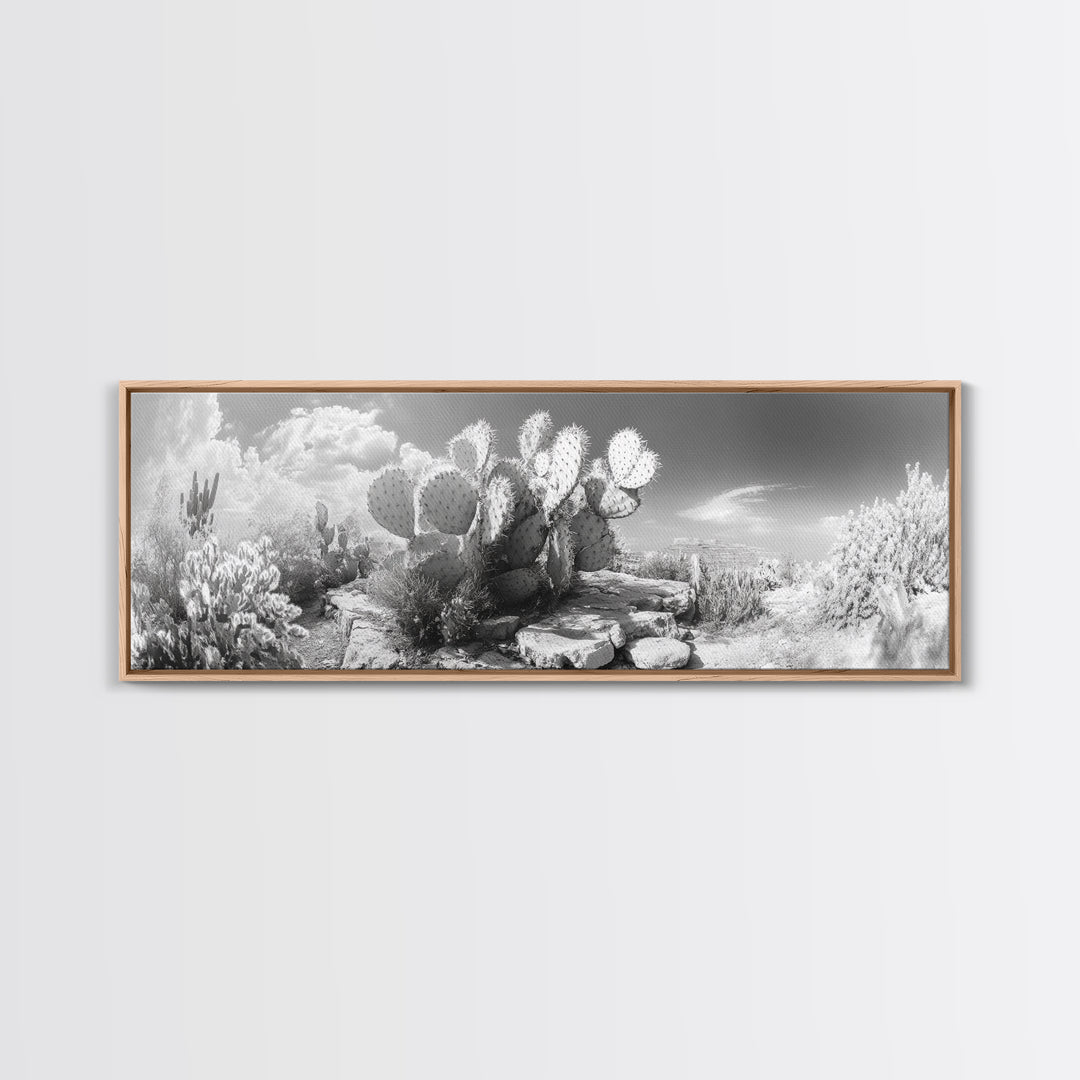 Desert Cactus Garden, Sunlit Southwest Scene, Nature Landscape Art, Canvas Print, Rustic Living Room Wall Decor, Boho Style