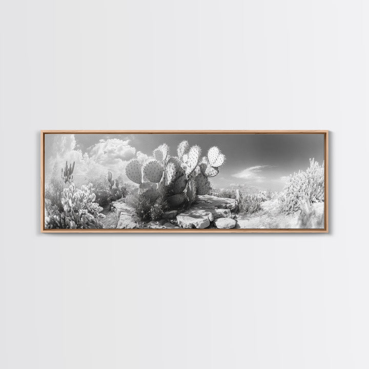 Desert Cactus Garden, Sunlit Southwest Scene, Nature Landscape Art, Canvas Print, Rustic Living Room Wall Decor, Boho Style