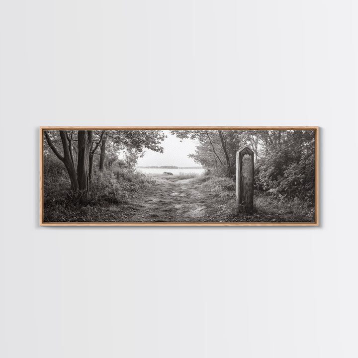 Forest Edge Trail, Nature Path Print, Sepia Photography, Cozy Autumn Vibes, Canvas Print, Entryway or Hallway Wall Art