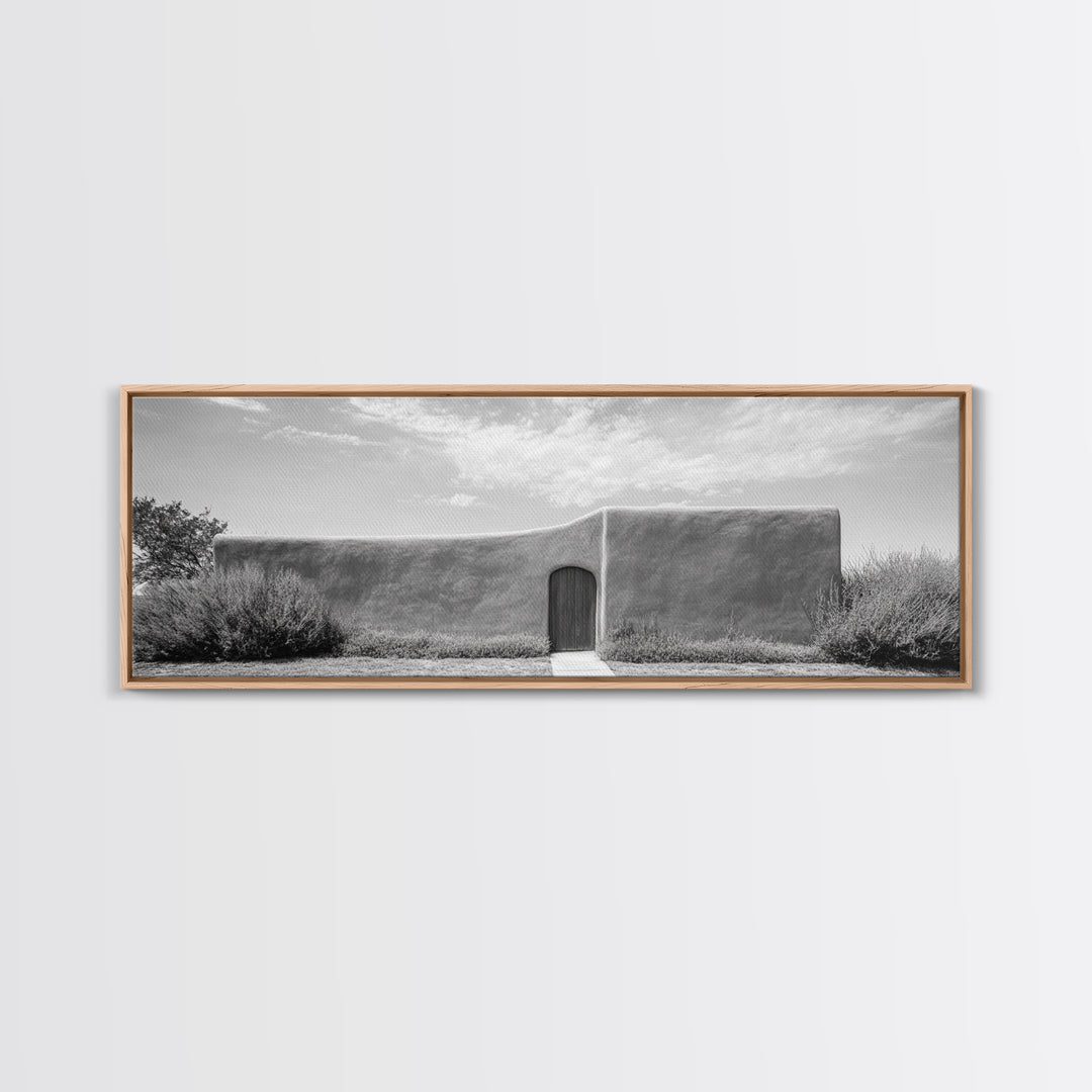 Desert Adobe, Minimal Wall, Architecture Photography, Black and White Art, Framed Canvas Print, Southwestern Decor, Entryway Wall Art
