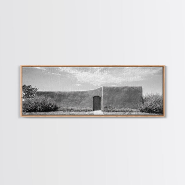 Desert Adobe, Minimal Wall, Architecture Photography, Black and White Art, Framed Canvas Print, Southwestern Decor, Entryway Wall Art