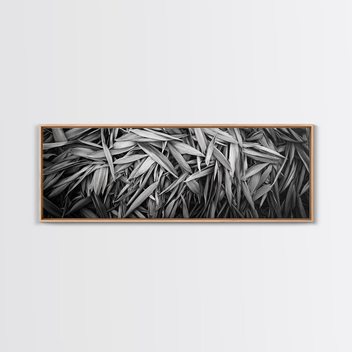 Textured Leaves, Monochrome Nature, Abstract Pattern, Botanical Wall Art, Framed Canvas Print, Modern Bedroom Art, Minimalist Decor