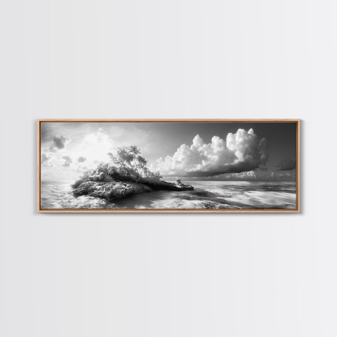 Tropical Island, Ocean Clouds, Stormy Sky, Canvas Print, Surreal Nature Wall Art, Coastal Home Decor, Dreamy Beach Scene Photography