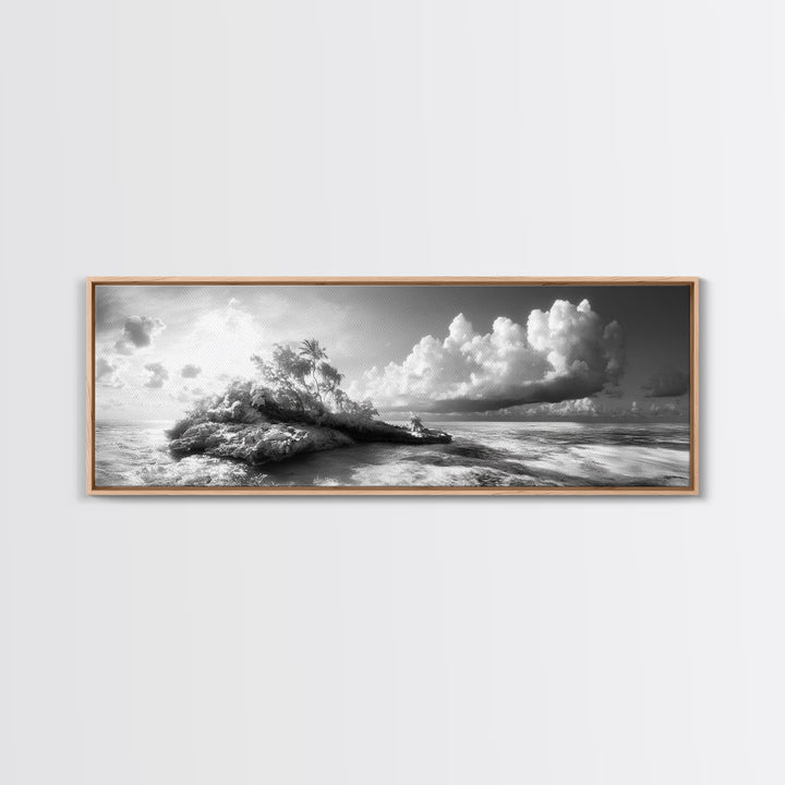 Tropical Island, Ocean Clouds, Stormy Sky, Canvas Print, Surreal Nature Wall Art, Coastal Home Decor, Dreamy Beach Scene Photography