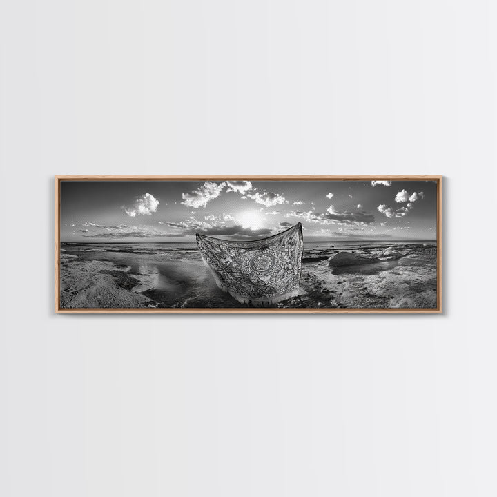 Sunset Sea, Magic Carpet, Ocean Ritual, Ethereal Coastal, Framed Canvas Print, Boho Wall Art, Living Room Decor, Surreal Beach Photography