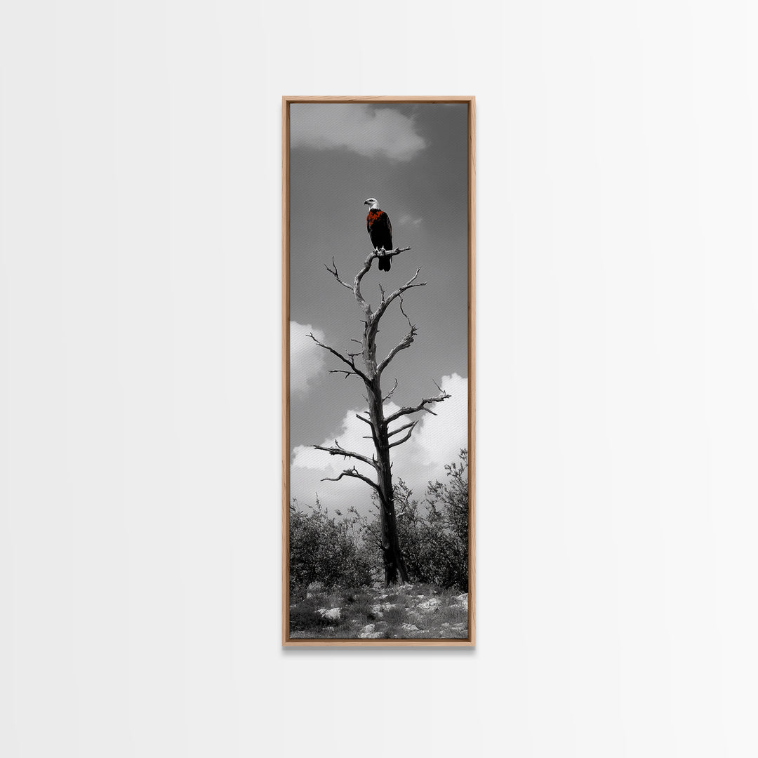 Lone Eagle, Tree Perch, Wild Raptor, Fierce Freedom, Canvas Print, Rustic Wildlife Wall Art, Cabin Lodge Decor, Dramatic Nature Scene