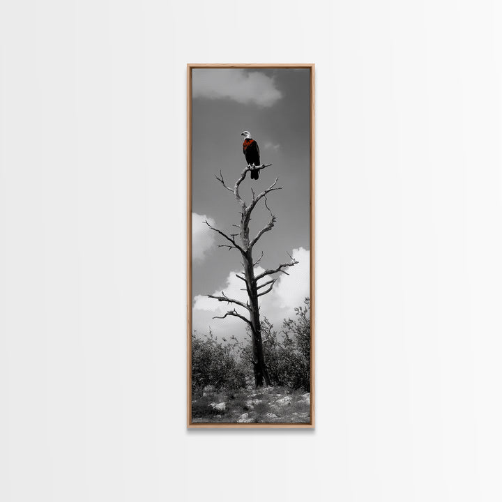 Lone Eagle, Tree Perch, Wild Raptor, Fierce Freedom, Canvas Print, Rustic Wildlife Wall Art, Cabin Lodge Decor, Dramatic Nature Scene