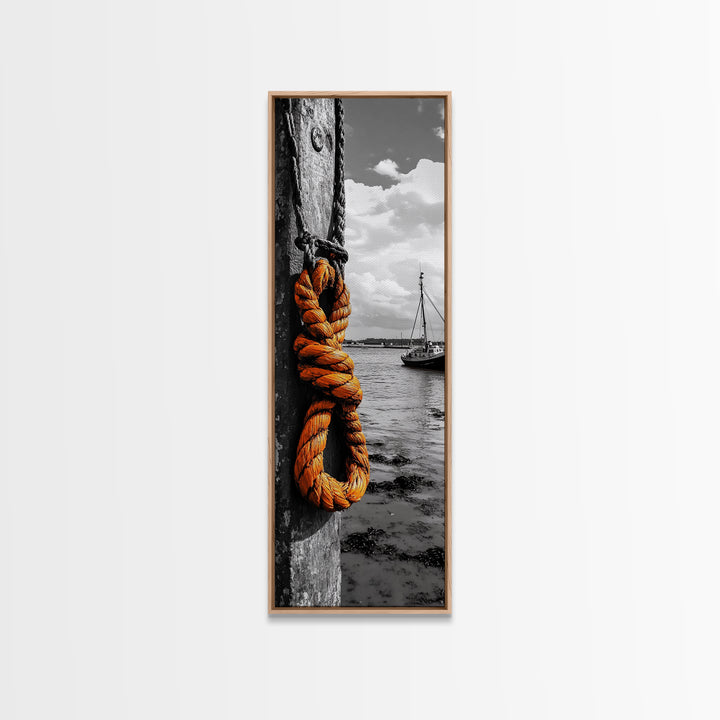 Nautical Rope, Coastal Knot, Seaside Life, Framed Canvas Print, Rustic Bathroom Art, Fishing Wall Decor, Harbor Style, Marine Decor