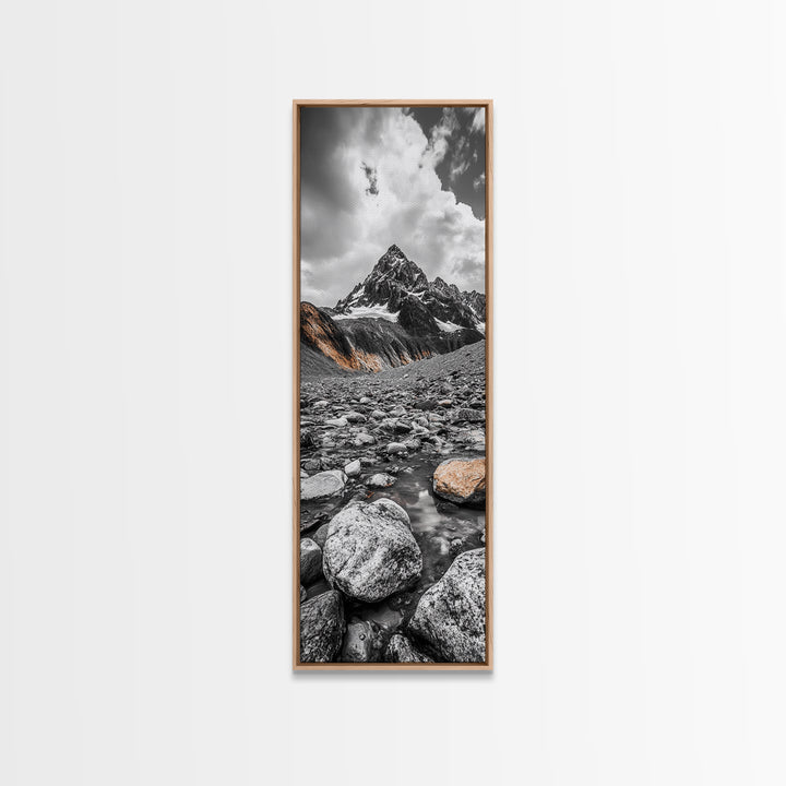 Rocky Peak, Wilderness Art, Orange Accent, Moody Landscape, Framed Canvas Print, Office Decor, Fall Mountainscape Photography