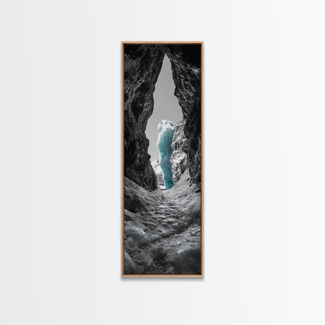 Ice Cave, Blue Glacier, Arctic Escape, Frozen Wonder, Framed Canvas Print, Winter Wall Art, Nature Lover Gift, Bedroom Photography Art