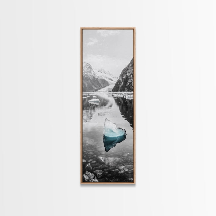 Iceberg, Glacier Reflection, Arctic Landscape, Serene Water, Framed Canvas Print, Minimalist Wall Art, Bathroom or Bedroom Photography