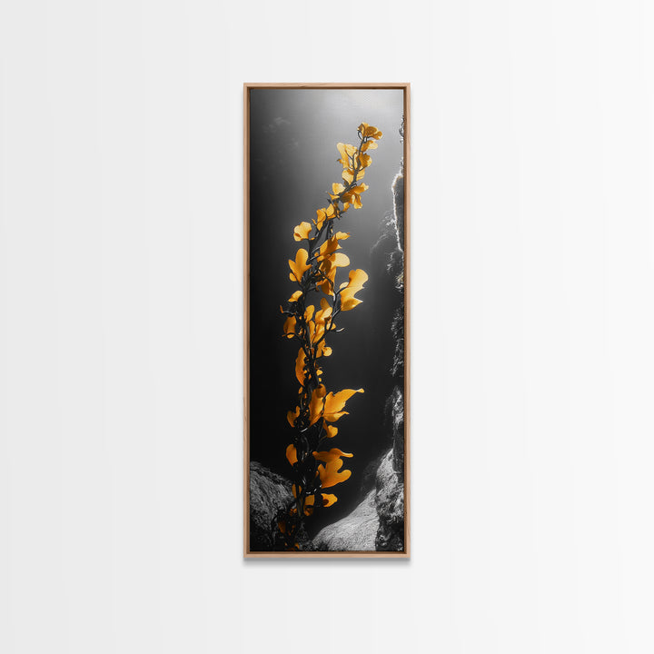 Ocean Kelp Art, Golden Seaweed, Deep Sea Beauty, Underwater Light, Canvas Print, Bathroom Wall Art, Nautical Decor, Moody Coastal Style