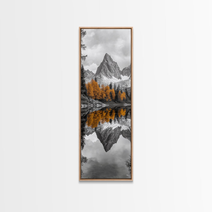 Peak Reflection, Autumn Forest, Serene Landscape, Framed Canvas Print, Tranquil Nature Art, Entryway Wall Art, Fall Mountain Wall Decor