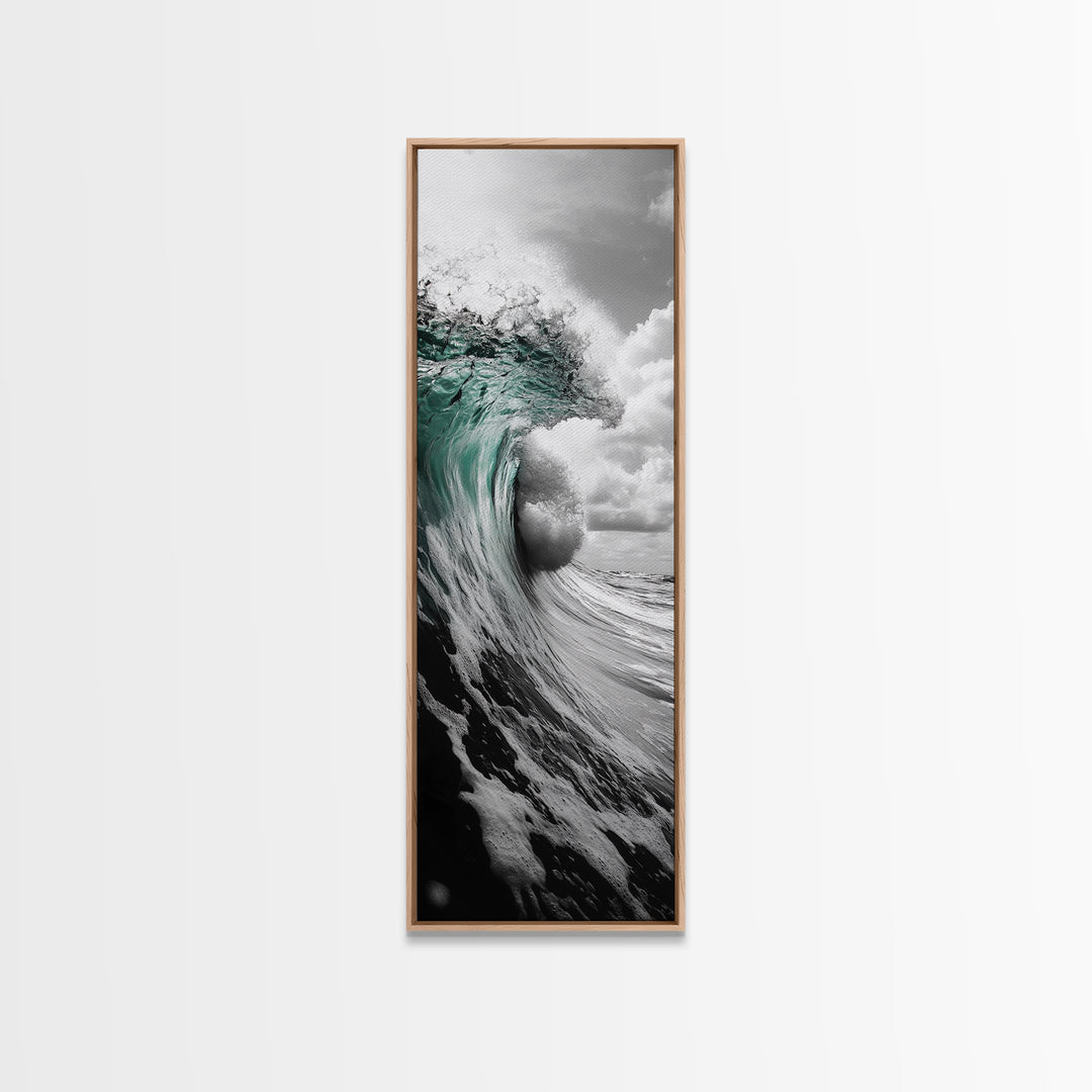 Teal Wave, Ocean Power, Surf Break, Coastal Energy, Canvas Print, Bathroom Wall Art, Modern Ocean Photography, Minimalist Sea Decor