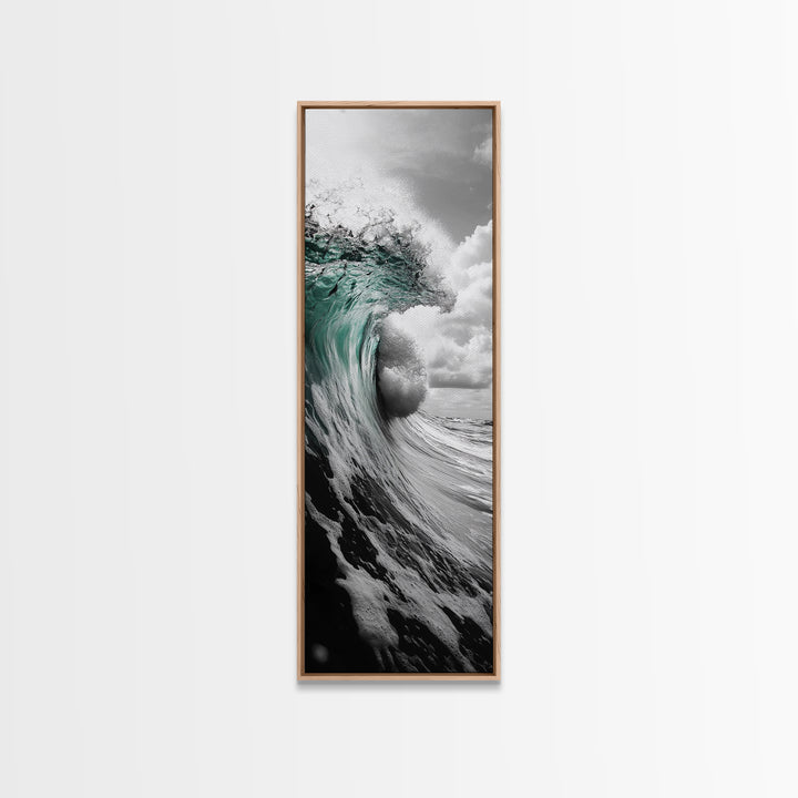 Teal Wave, Ocean Power, Surf Break, Coastal Energy, Canvas Print, Bathroom Wall Art, Modern Ocean Photography, Minimalist Sea Decor