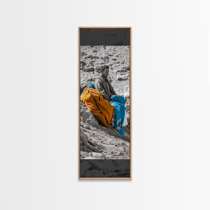 Nomadic Man, Desert Life, Color Blankets, Tribal Spirit, Framed Canvas Print, Ethnic Art, Boho Decor, Bedroom Wall Art, Cultural Piece