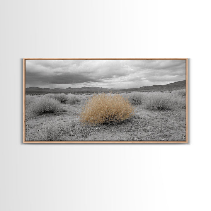 Desert Scene, Tumbleweed Beauty, Arid Landscape, Western Mood, Framed Canvas Print, Neutral Art, Entryway Wall Art, Rustic Home Style