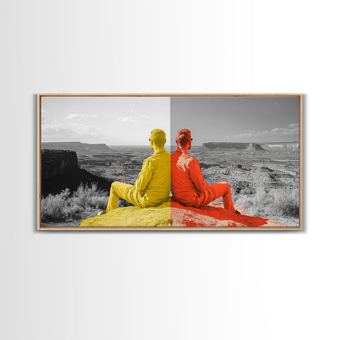 Dual Tone Journey, Conceptual Landscape Art, Contemporary Travel Decor, Mindful Wall Accent, Framed Canvas Print, Office or Study Art
