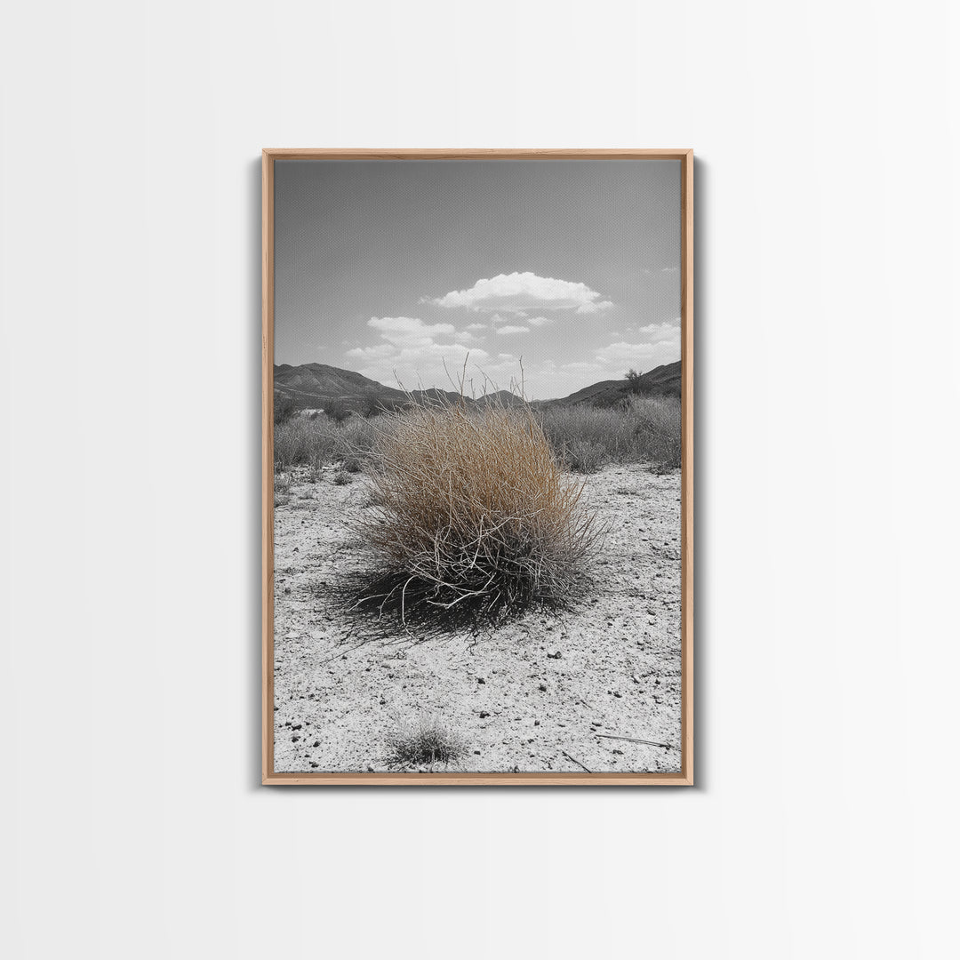 Desert Bush, Tumbleweed Scene, Dry Landscape, Minimalist Canvas Print, Desert Wall Art, Earth Tone Decor, Modern Living Room Art