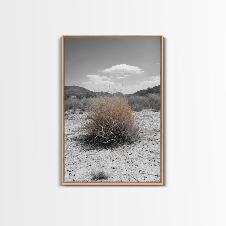 Desert Bush, Tumbleweed Scene, Dry Landscape, Minimalist Canvas Print, Desert Wall Art, Earth Tone Decor, Modern Living Room Art
