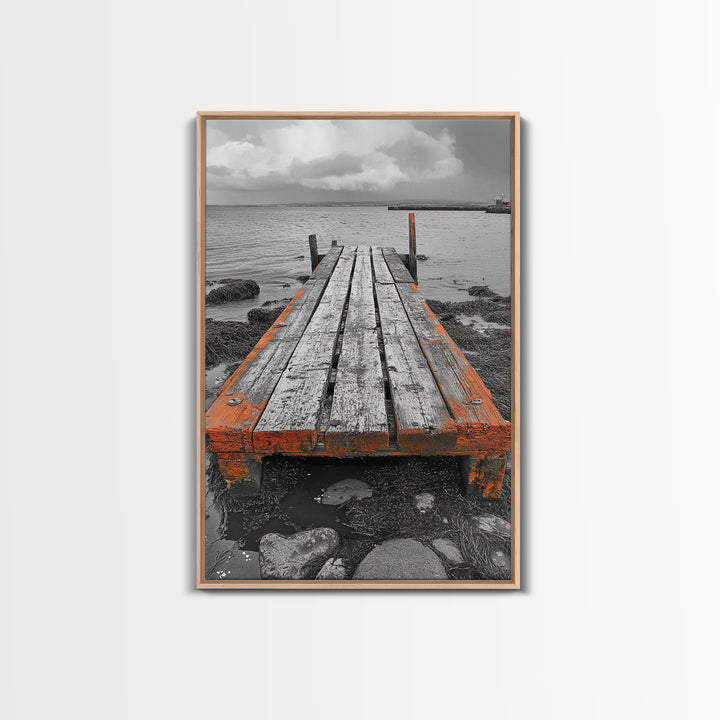 Rustic Dock, Seaside Escape, Coastal Pier, Nautical Wood, Canvas Print, Lake House Decor, Farmhouse Style, Living Room Wall Art