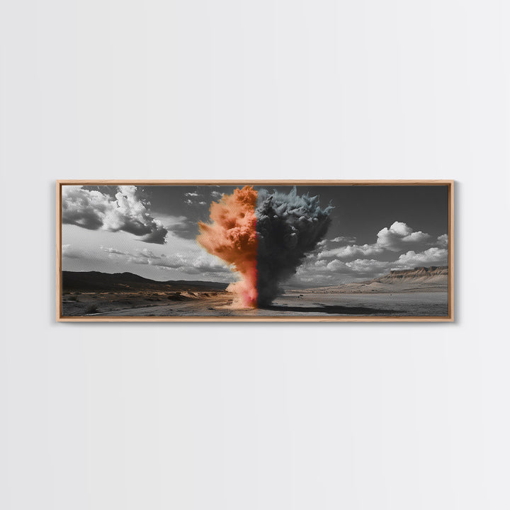 Smoke Burst, Desert Sky, Abstract Explosion, Bold Nature, Canvas Print, Eclectic Decor, Living Room Wall Art, Dramatic Statement