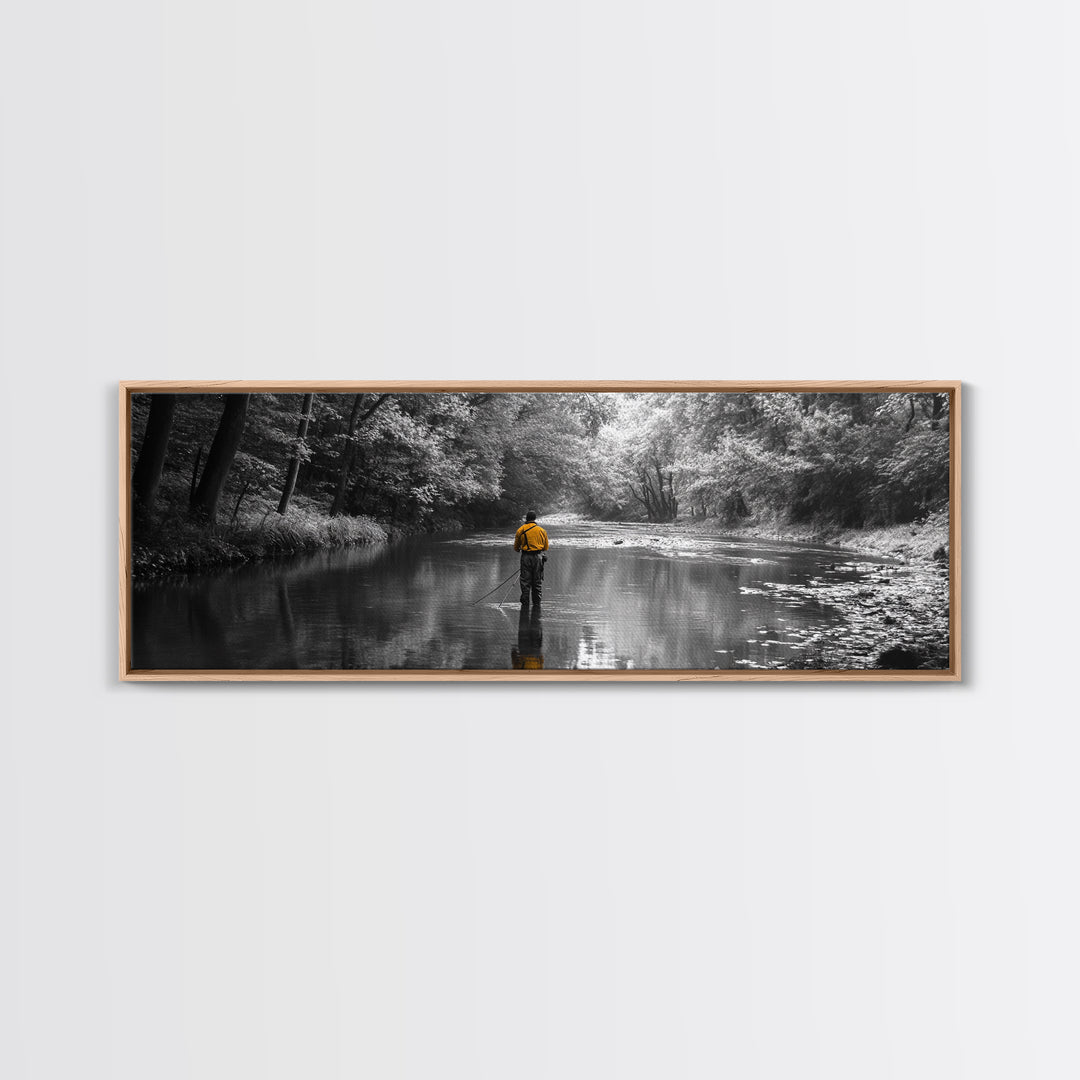 Autumn Fly Fishing, Yellow Jacket River Scene, Framed Canvas Print, Rustic Home Decor, Fisherman Gift, Nature Photography, Cabin Wall Art