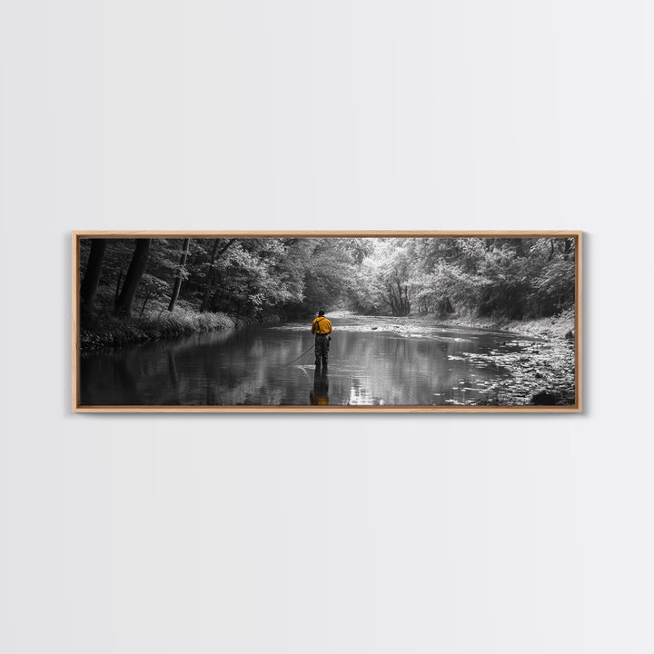 Autumn Fly Fishing, Yellow Jacket River Scene, Framed Canvas Print, Rustic Home Decor, Fisherman Gift, Nature Photography, Cabin Wall Art