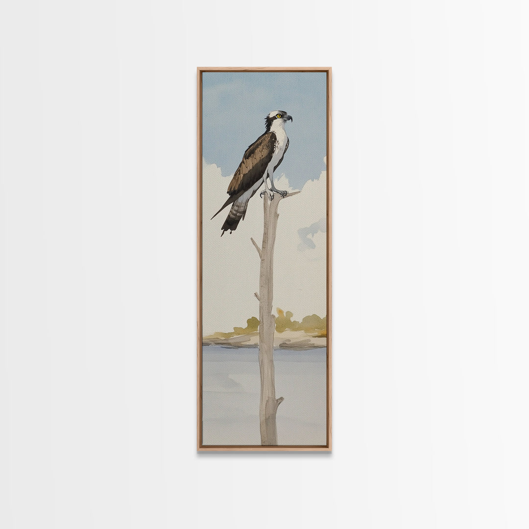 Osprey On Bare Tree Wall Art, Serene Lake Landscape Print, Coastal Wildlife Decor, Rustic Nature Art, Gift For Bird Lover