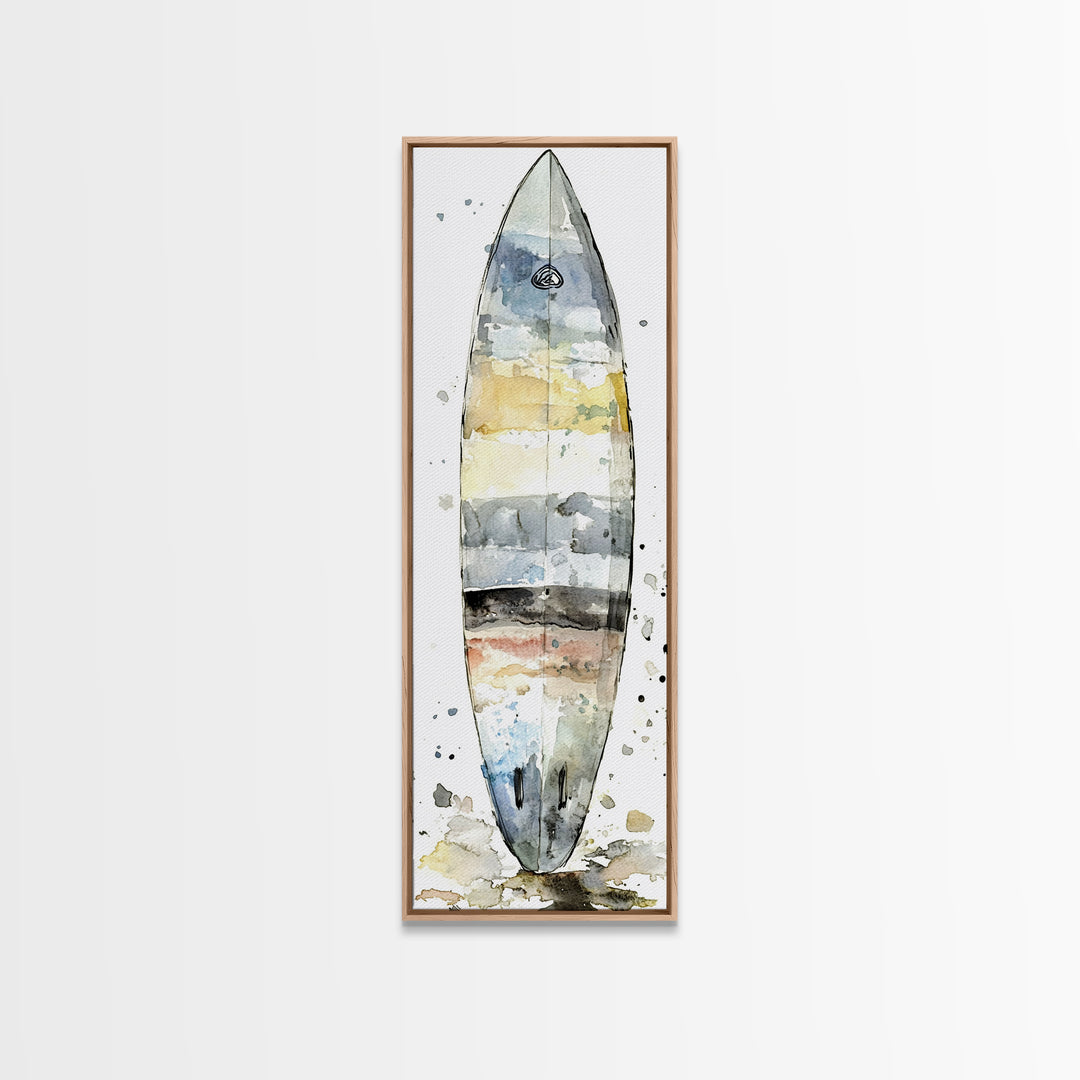 Weathered Surfboard Ocean Stripes Canvas Print, Coastal Wall Art, Beach House Decor, Nautical Wall Decor, Surf Art, Ocean Wall Art