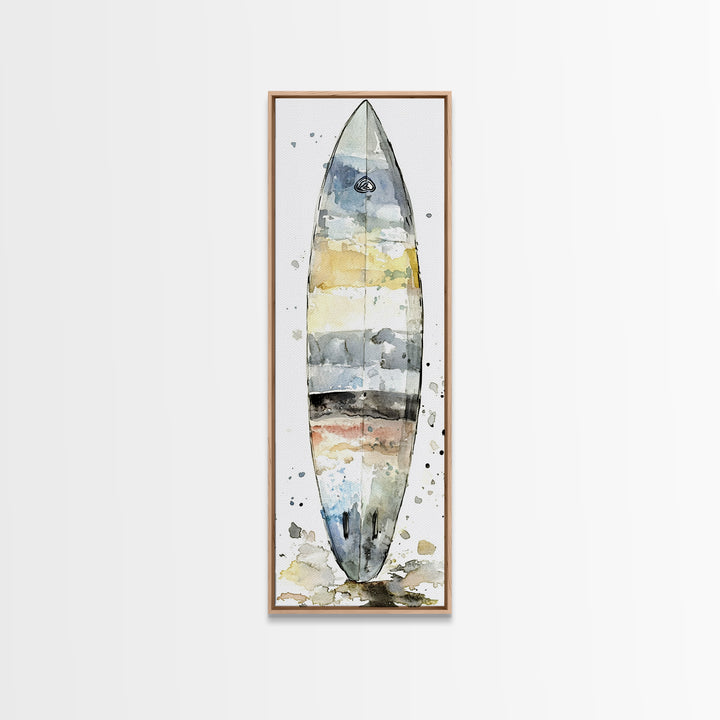 Weathered Surfboard Ocean Stripes Canvas Print, Coastal Wall Art, Beach House Decor, Nautical Wall Decor, Surf Art, Ocean Wall Art