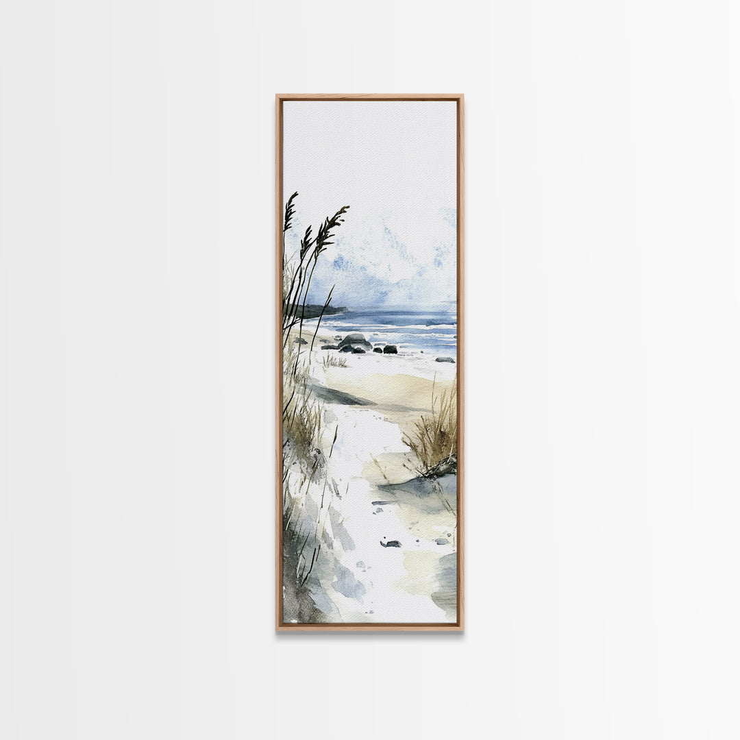 Soft Dune Beach Path Canvas Print, Coastal Wall Art, Watercolor Ocean Decor, Beach House Gift, Neutral Seaside Landscape