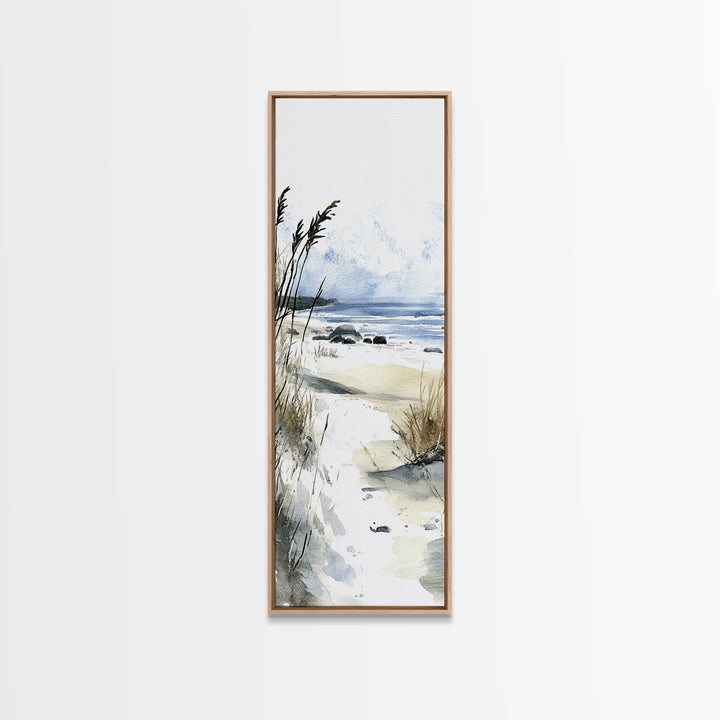 Soft Dune Beach Path Canvas Print, Coastal Wall Art, Watercolor Ocean Decor, Beach House Gift, Neutral Seaside Landscape