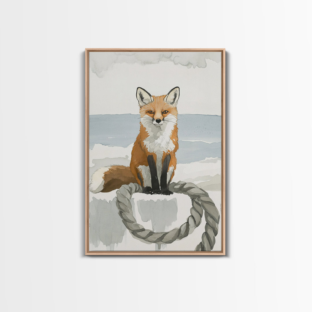 Red Fox By The Sea Wall Art, Coastal Animal Print, Woodland Nursery Decor, Beach House Gift And Nature Wall Decor For Kids
