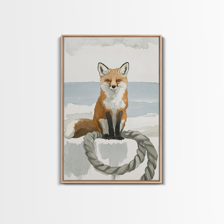 Red Fox By The Sea Wall Art, Coastal Animal Print, Woodland Nursery Decor, Beach House Gift And Nature Wall Decor For Kids