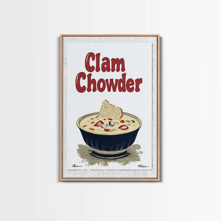Clam Chowder Bowl Typography Wall Art, Coastal Kitchen Decor, Seafood Poster, Restaurant Wall Decor, Food Lover Gift Idea