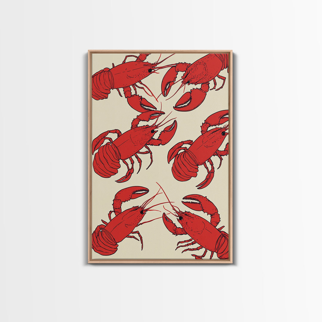 Close Up Red Lobsters Wall Art, Coastal Kitchen Decor, Seafood Print, Nautical Wall Decor, Beach House Dining Room Gift Idea