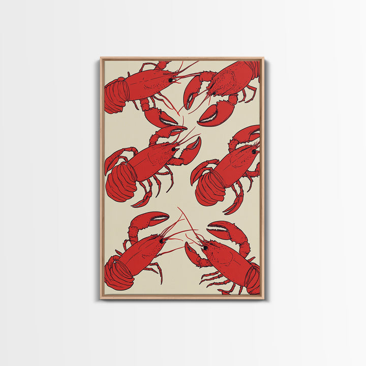 Close Up Red Lobsters Wall Art, Coastal Kitchen Decor, Seafood Print, Nautical Wall Decor, Beach House Dining Room Gift Idea