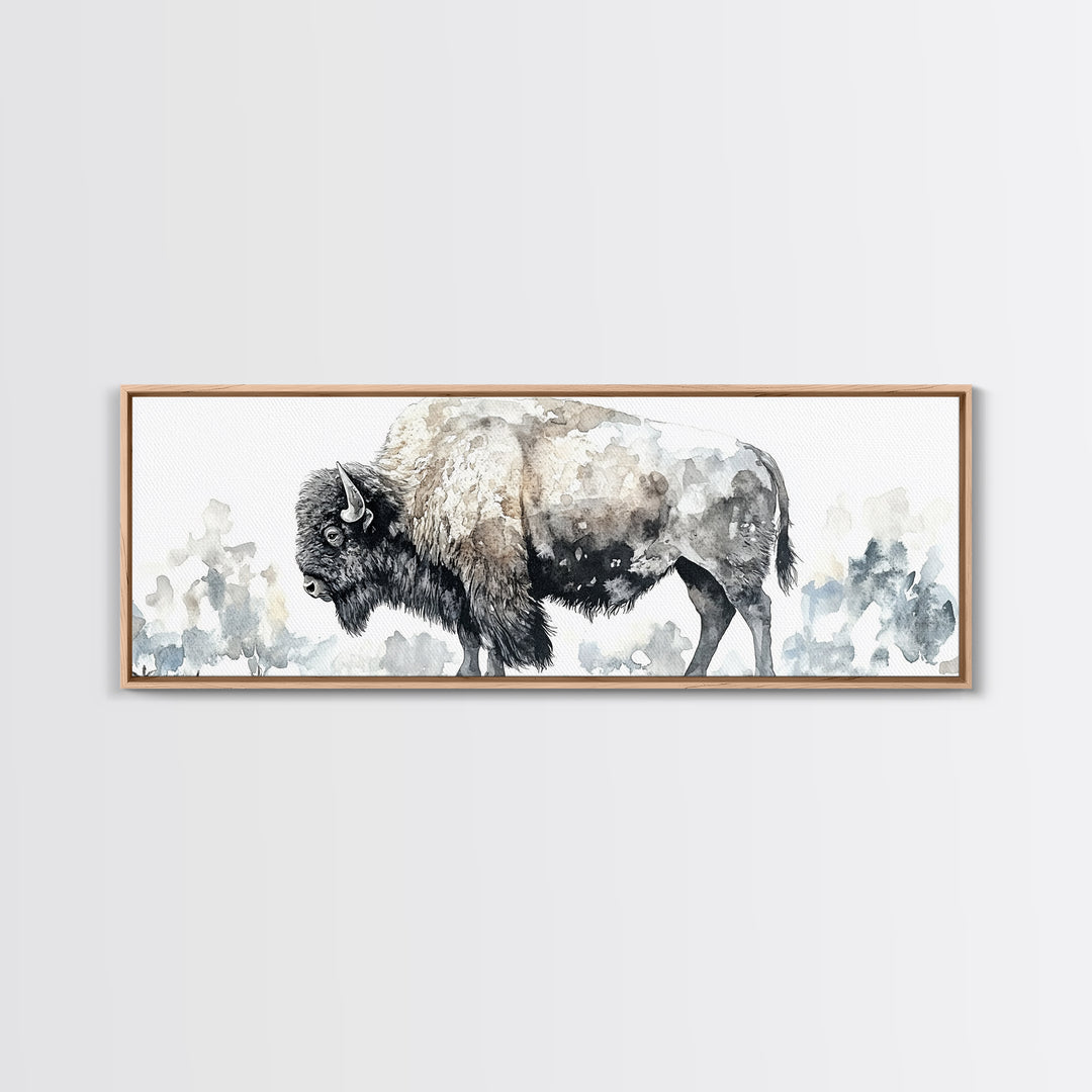 Majestic Bison Watercolor Canvas Print, Rustic Wildlife Wall Art, Western Animal Decor, Nature Inspired Housewarming Gift