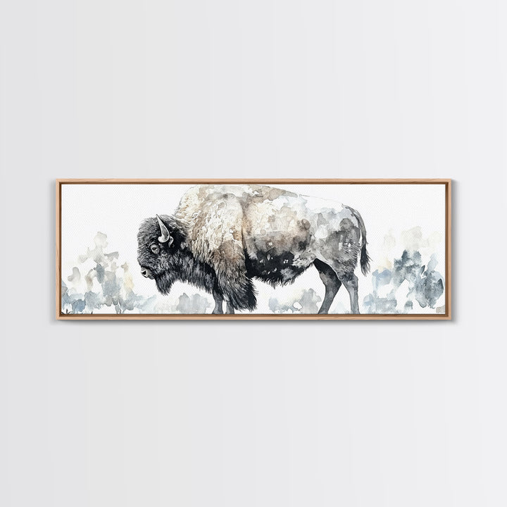 Majestic Bison Watercolor Canvas Print, Rustic Wildlife Wall Art, Western Animal Decor, Nature Inspired Housewarming Gift