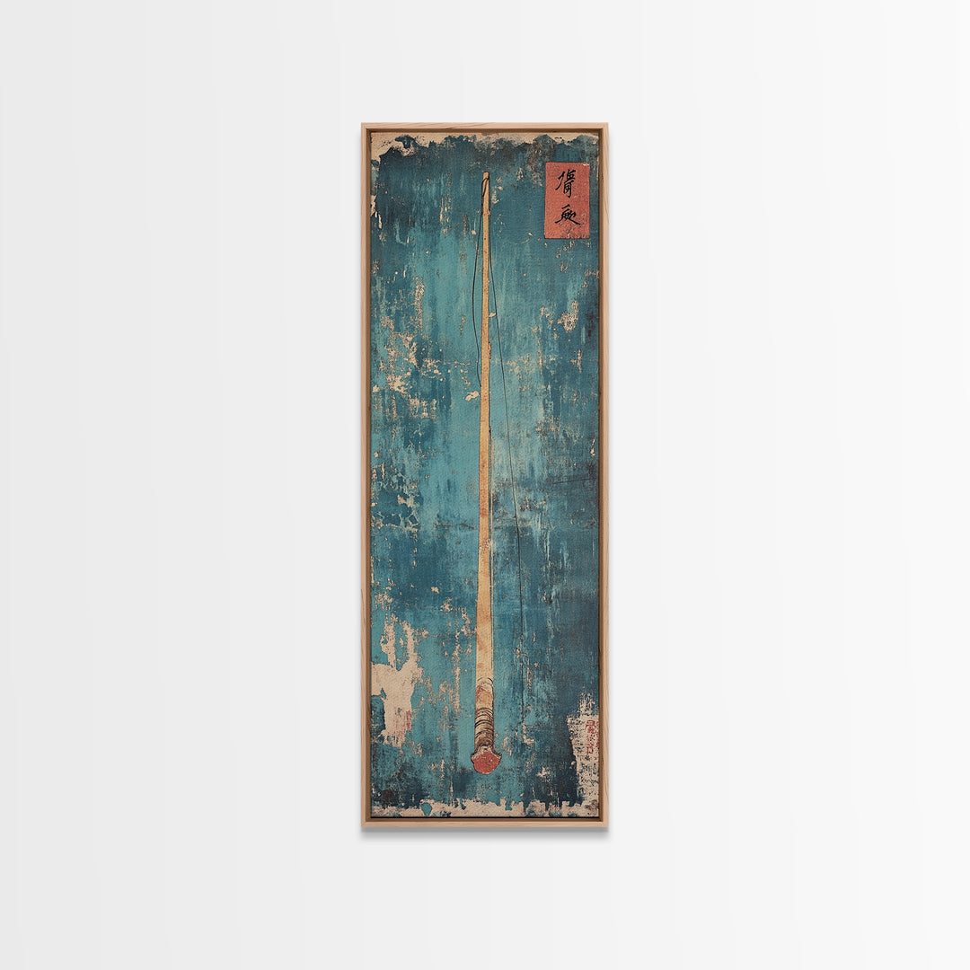 Minimal Oar Paddle Wall Art, Nautical Canvas Print, Lake House Decor, Coastal Wall Decor, Rustic Blue Maritime Art, Gift For Him