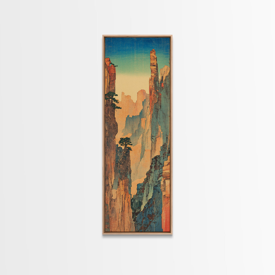 Tall Desert Canyon Cliffs In Blue Light Wall Art, Southwest Landscape Print, Vertical Nature Decor, Large Living Room Art
