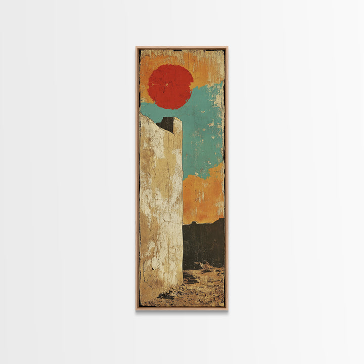 Minimalist Red Sun Desert Wall Art, Modern Abstract Landscape Canvas Print, Warm Earth Tone Decor For Entryway And Home Decor