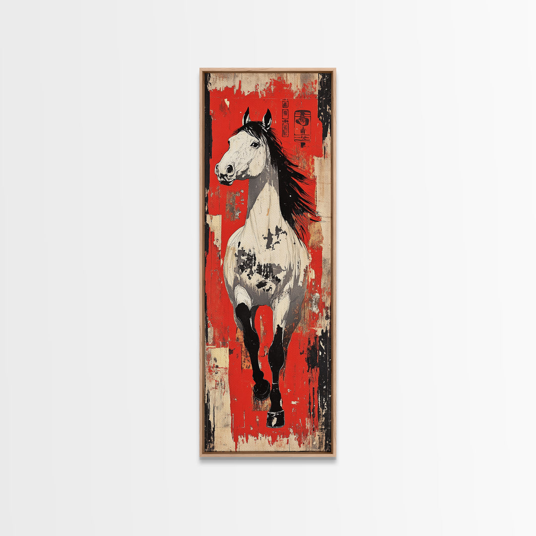 White Galloping Horse Wall Art, Bold Equestrian Decor, Western Wall Decor, Large Canvas Print, Horse Lover Gift, Rustic Home Decor