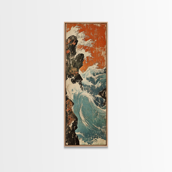 Crashing Ocean Wave Wall Art, Japanese Seascape Print, Coastal Wall Decor, Nautical Home Decor, Large Canvas Print, Beach House Decor