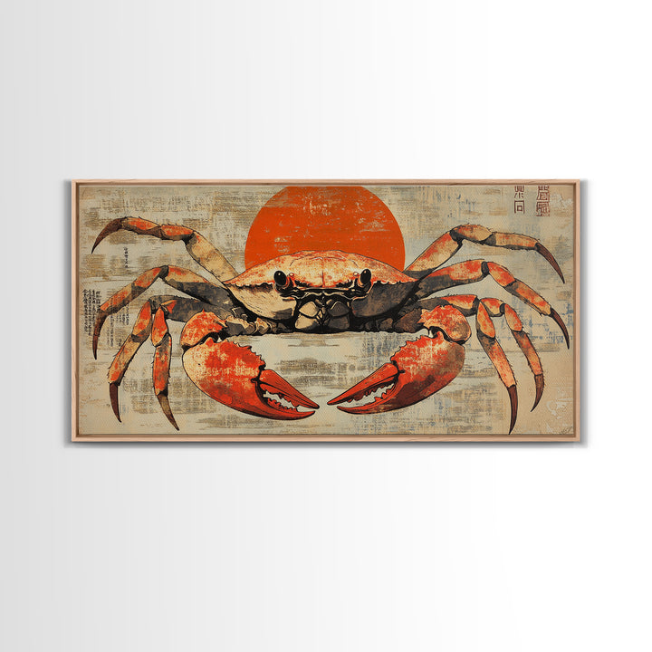 Bold Red Crab Canvas Print, Coastal Kitchen Wall Art, Seafood Wall Decor, Nautical Home Decor, Ocean Animal Art Print, Gift