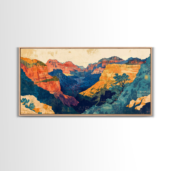 Colorful Grand Canyon Cliffs And Desert Vista Canvas Print, Southwestern Wall Art, National Park Decor, Travel Poster Gift